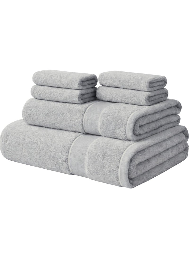 ATEN Homeware Egyptian Cotton 6 Piece Bath Towel Set - 1 Large Bath Towel (70 x 140 cm), 1 Hand Towel (40 x 70 cm) and 4 Face Towels (30 x 30 cm) - Ultra Soft & Highly Absorbent, OEKO-TEX Certified, Made in Egypt (Grey) - Image 1